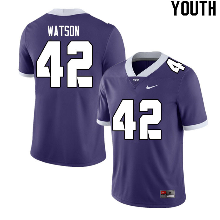 Youth #42 Carvin Watson TCU Horned Frogs College Football Jerseys Sale-Purple - Click Image to Close